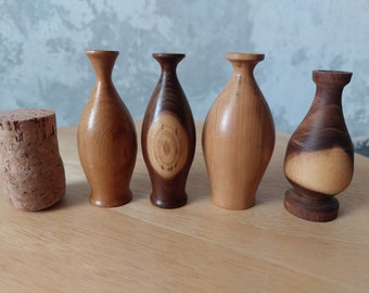 Hand-turned wooden mini dry vases