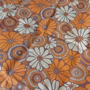Fabric in 1970s Retro Floral Orange vintage Thick upholstery fabric 164 x 235 cm