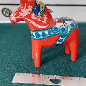 Dala Horse Red ,Vintage Swedish Dala Horse, Folk Art Figurine