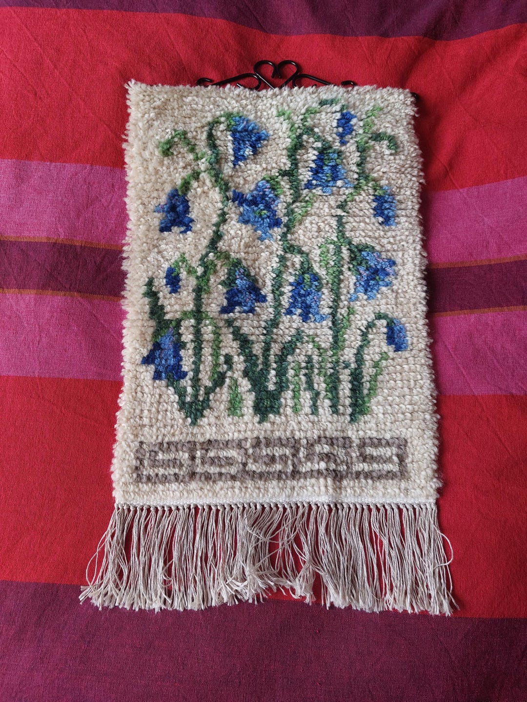 Etsy Rya Rug Kits Vintage Scandinavian Rya Rug: Mid-century Floral Wool Tapestry - Etsy