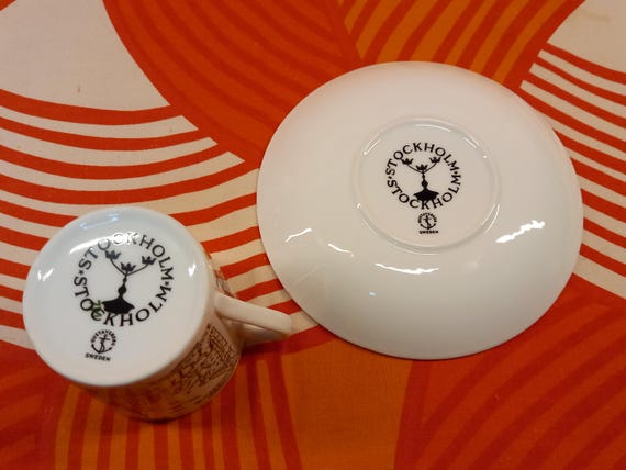 Gustavsberg,stockholm, Coffee Cup and Saucer,black and White