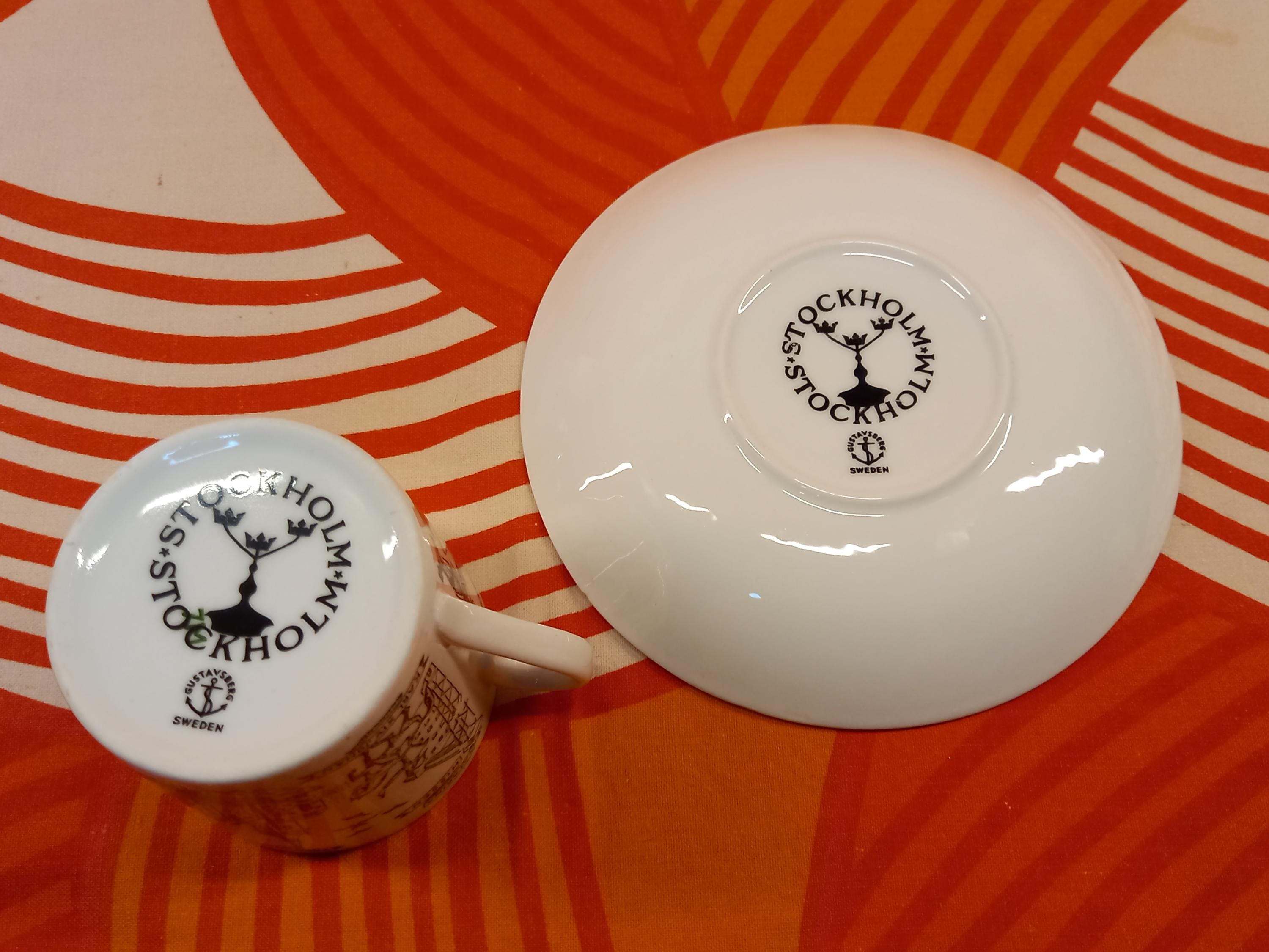 Gustavsberg,stockholm, Coffee Cup and Saucer,black and White