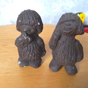Vintage Vibeke Utke Chamotte Stoneware Troll Figurines - Ramsing Ceramic Denmark