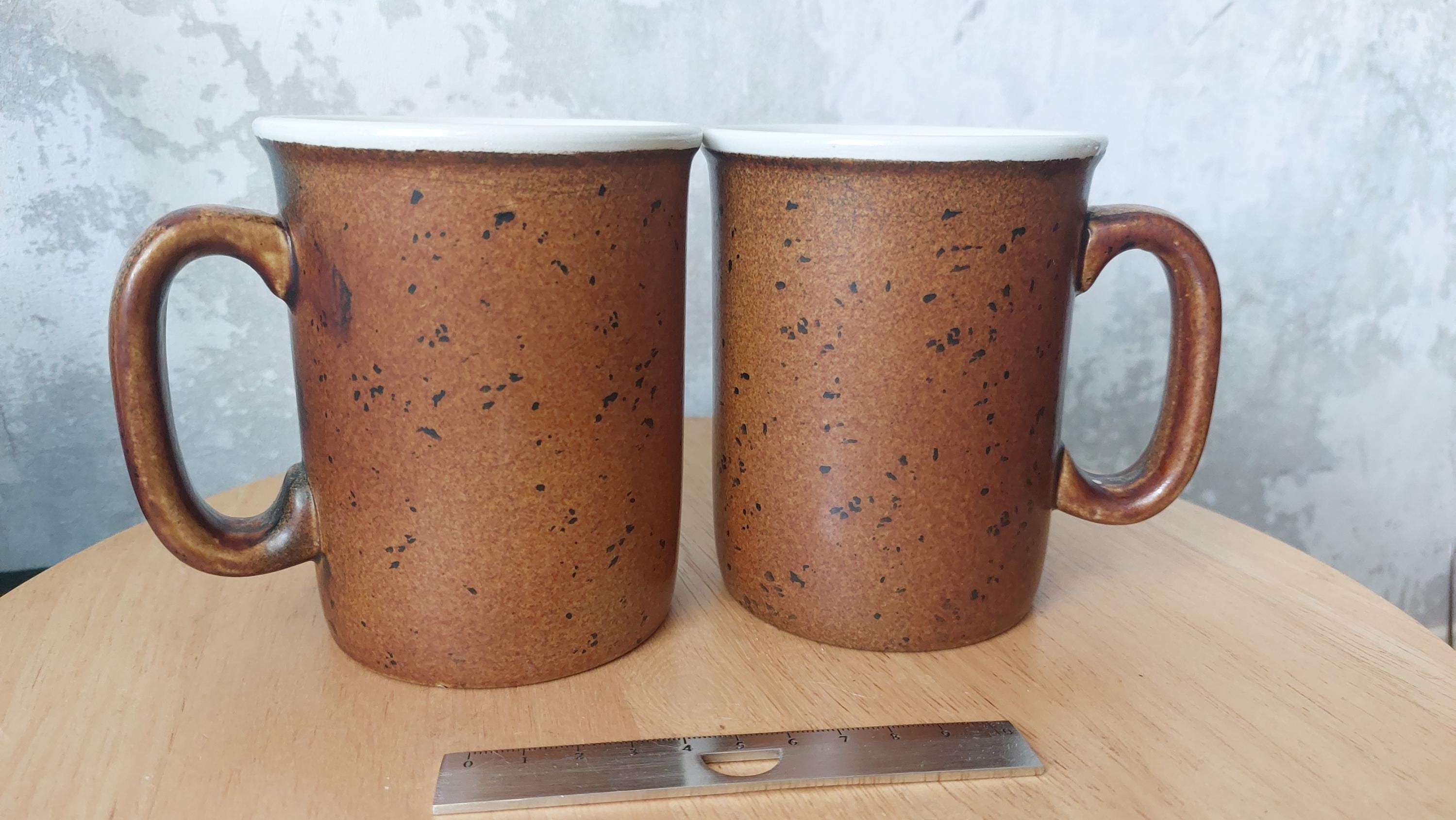 Stig Lindberg ,gustavsberg ,COQ, Two Stoneware Mugs With Brown