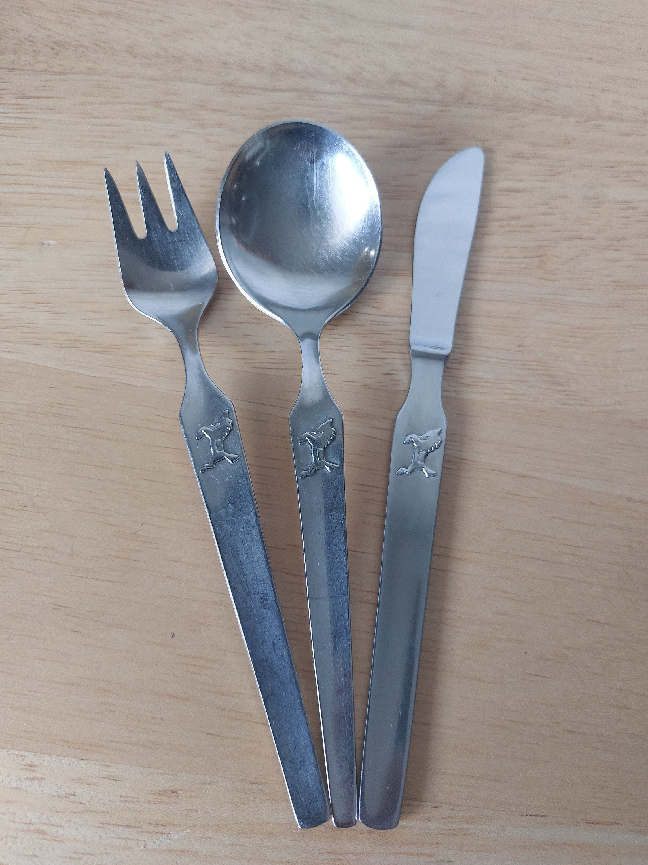 Vintage Gense, Sweden, Children's Cutlery Set, Spoon,fork and
