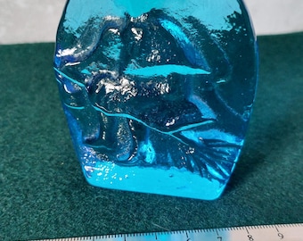 Vintage retro turquoise glass Witch figurine,paperweight . Designed by Christer Sjögren, Lindshammar, Sweden.