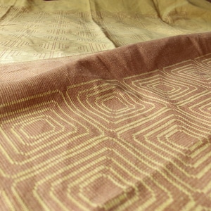 Barker Textiles,70s,Table cloth woven mustard yellow color with geometric pattern., Made in Finland.