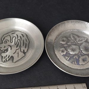 Eik Tinn Norge Pewter Deux petites assiettes décoratives vintage années 70