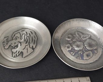 Eik Tinn Norge Pewter Two Vintage Decor Small Plates 70s - Etsy
