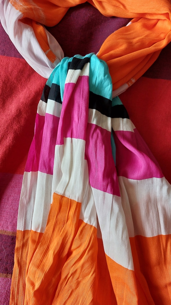Marimekko,Riva,maxi scarf.Long thin bright wide sc