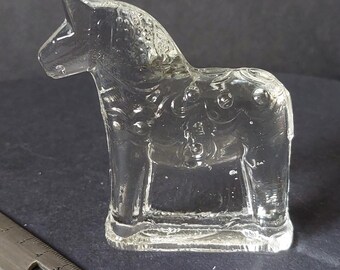 Rare Swedish Dala Horse Glass Figurine – Lindshammar Crystal Scandinavian Art Glass – Vintage Nordic Desig