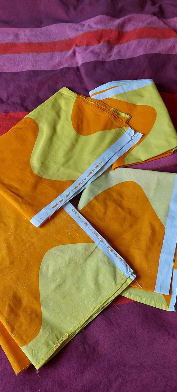 Maija Isola Lokki ,4 Pieces Cotton Fabric,marimekko 1961 OY Suomi