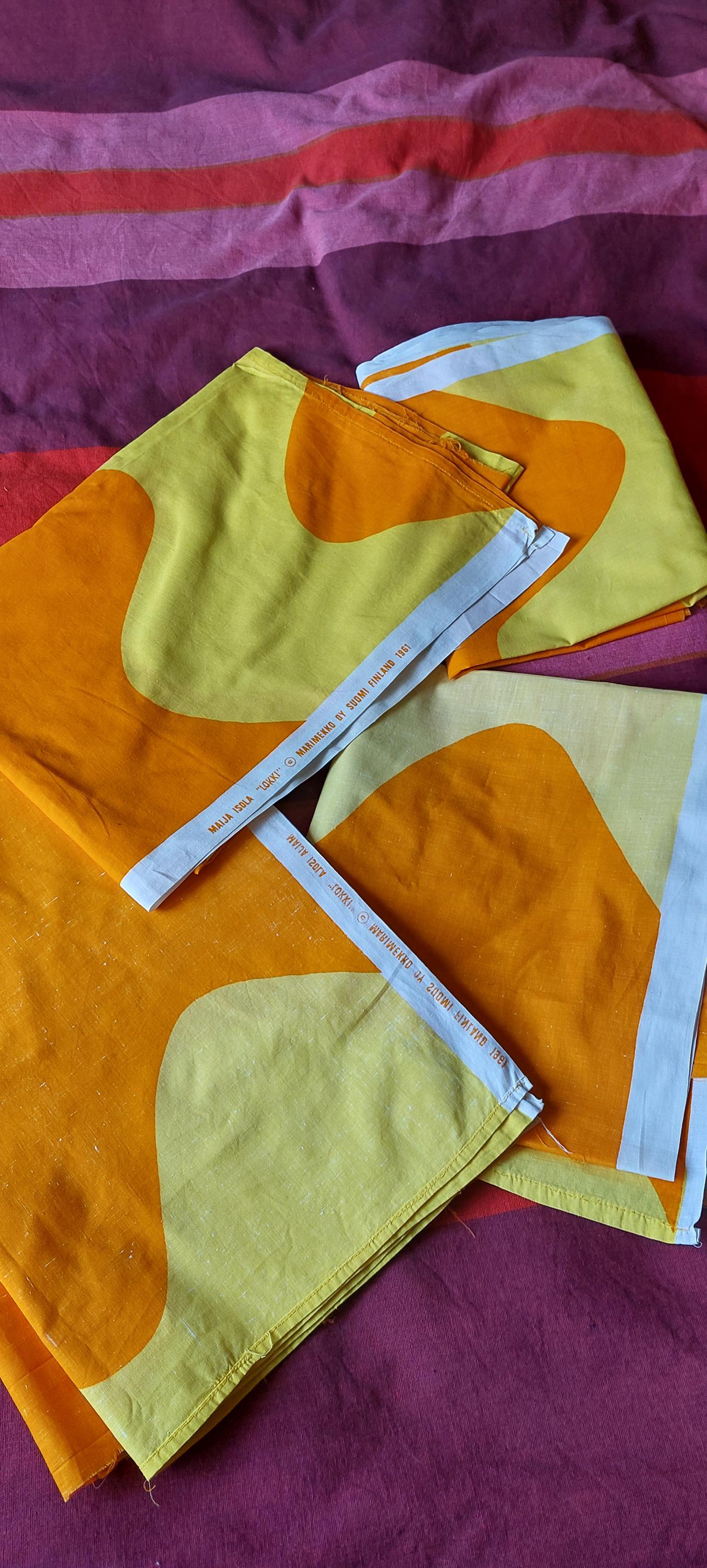 Maija Isola Lokki ,4 Pieces Cotton Fabric,marimekko 1961 OY Suomi
