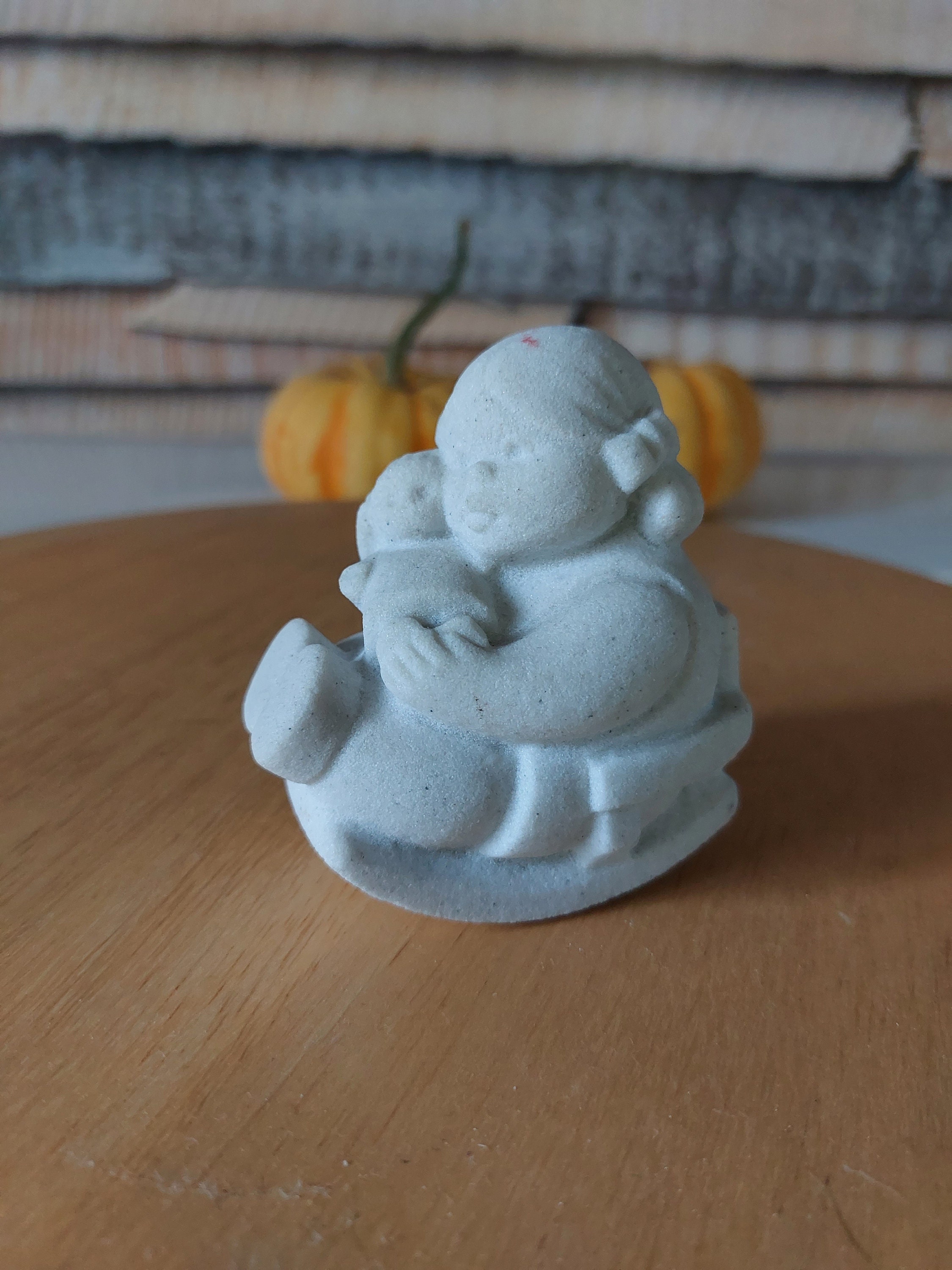 Vintage Marbell Stone Art Figurine: Girl With Baby, Belgium