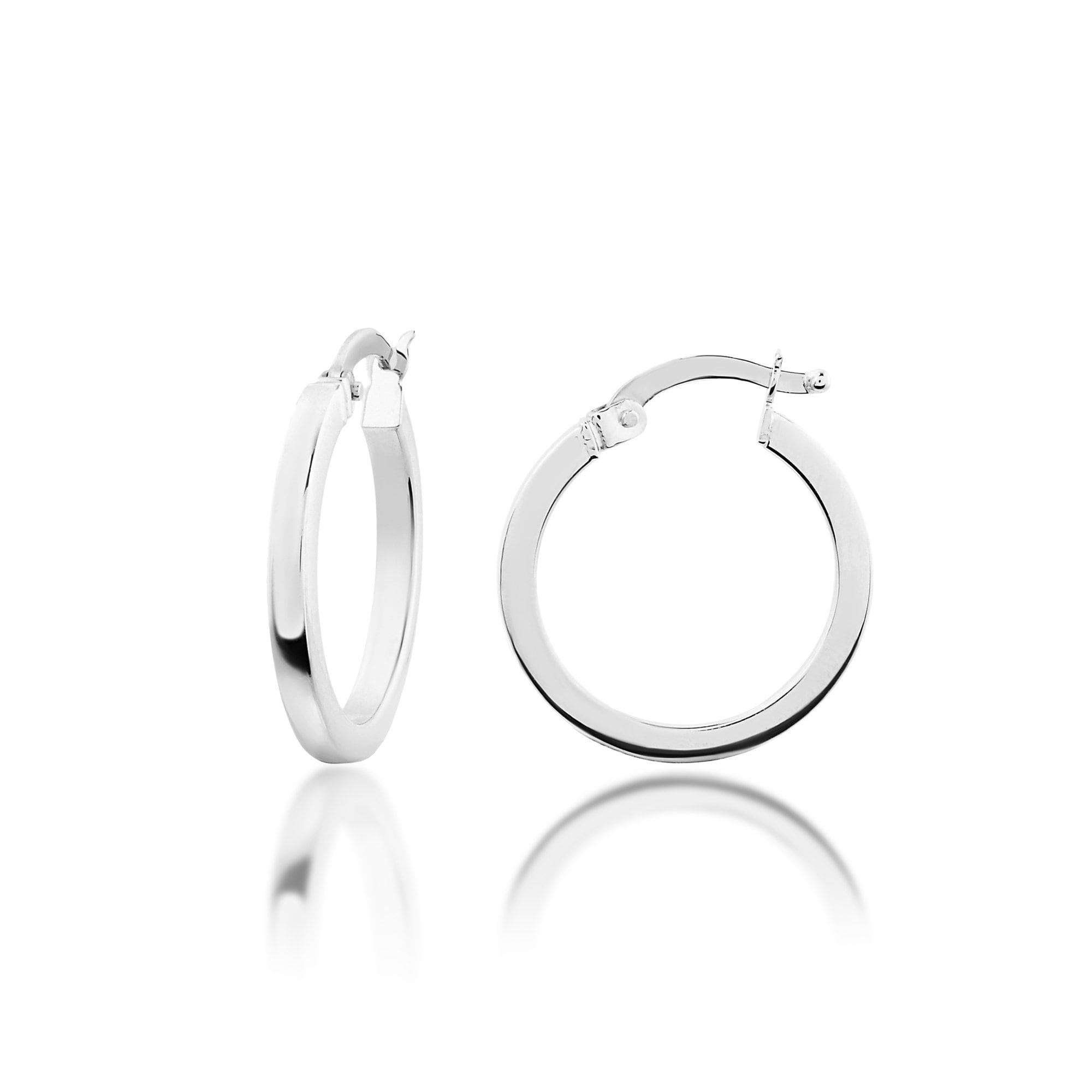 Solid 14k White Gold 2mm Square Tube Hoops
