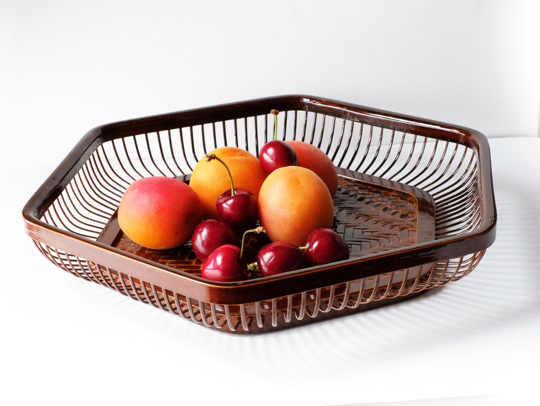Old Japanese Fruit Basket in Woven Bamboo Etsy