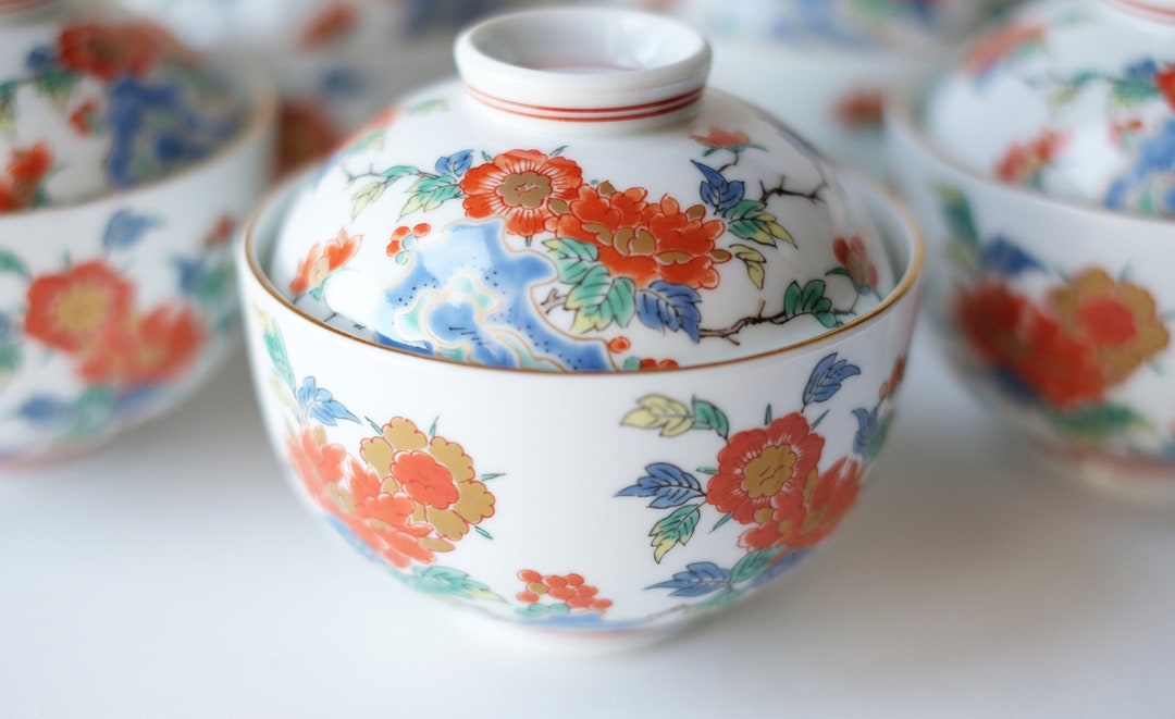 Set of Five Vintage Japanese Ceramic Tea Cups With Lid Etsy