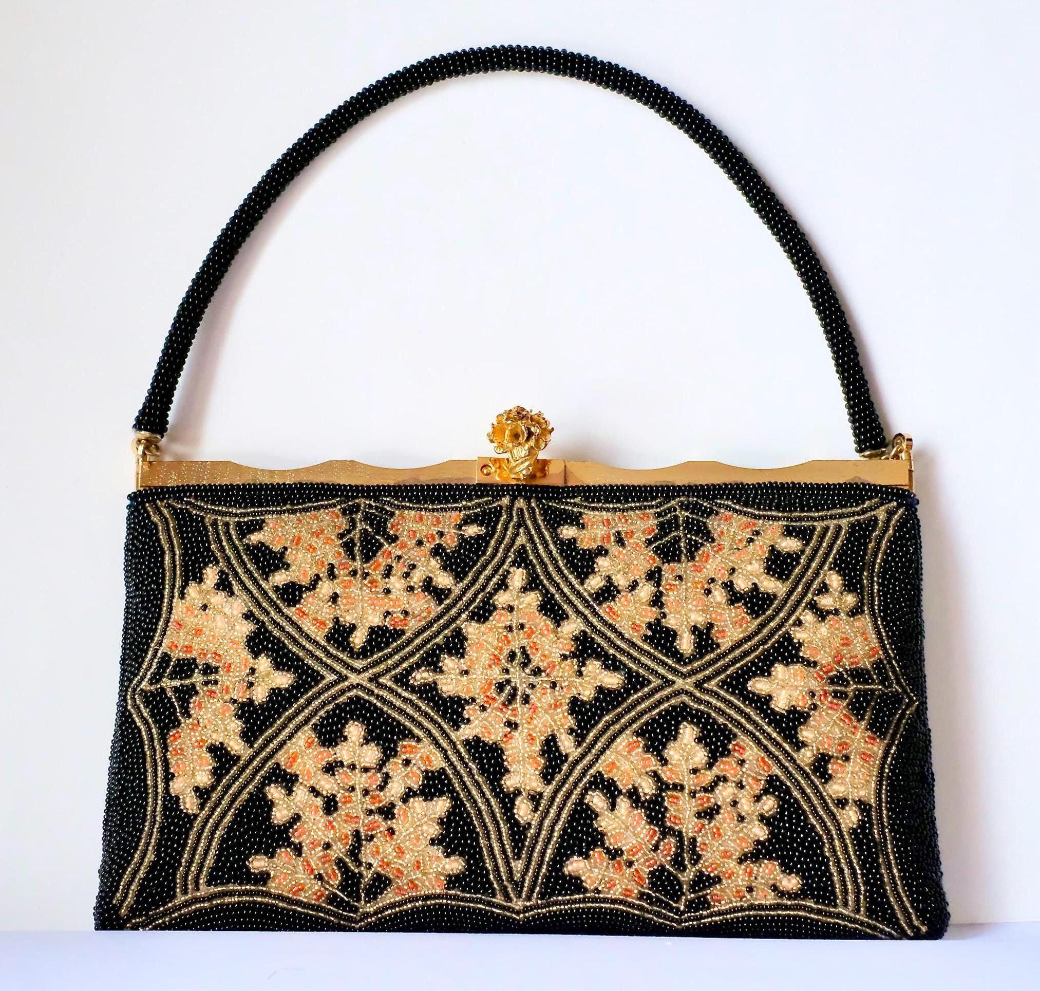 Vintage Japanese bag with pearl embroidery for kimono