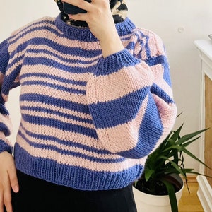 Colorful Striped Crochet Sweater: Oversized Hand-Knitted Unisex Style