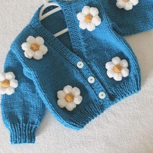Kids Colorful Floral Knitting Pattern Cardigan Sweater | Warm Cozy Wool Cardigan For Toddlers | Newborn Baby Knitted Jacket