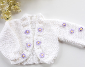 Kids Flowers Knitting Pattern Cardigan Sweater | Warm Cozy Wool Cardigan For Toddlers | Newborn Baby Shower Gift