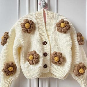 Kids Flowers Knitting Pattern Cardigan Sweater | Warm Cozy Wool Cardigan For Toddlers | Newborn Baby Shower Gift
