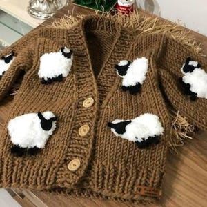 Baby sheep animals name sweater, 3D embroidered sheep kids unisex Sweater, kids birthday sweater, baby lamb sweater, christmas gift for baby