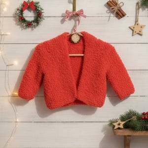 Handgefertigte Rote Strick Baby Strickjacke, Wolle Pullover