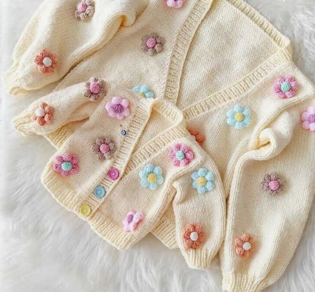 Hazel Floral Textured Baby Knit Cardigan main image 1