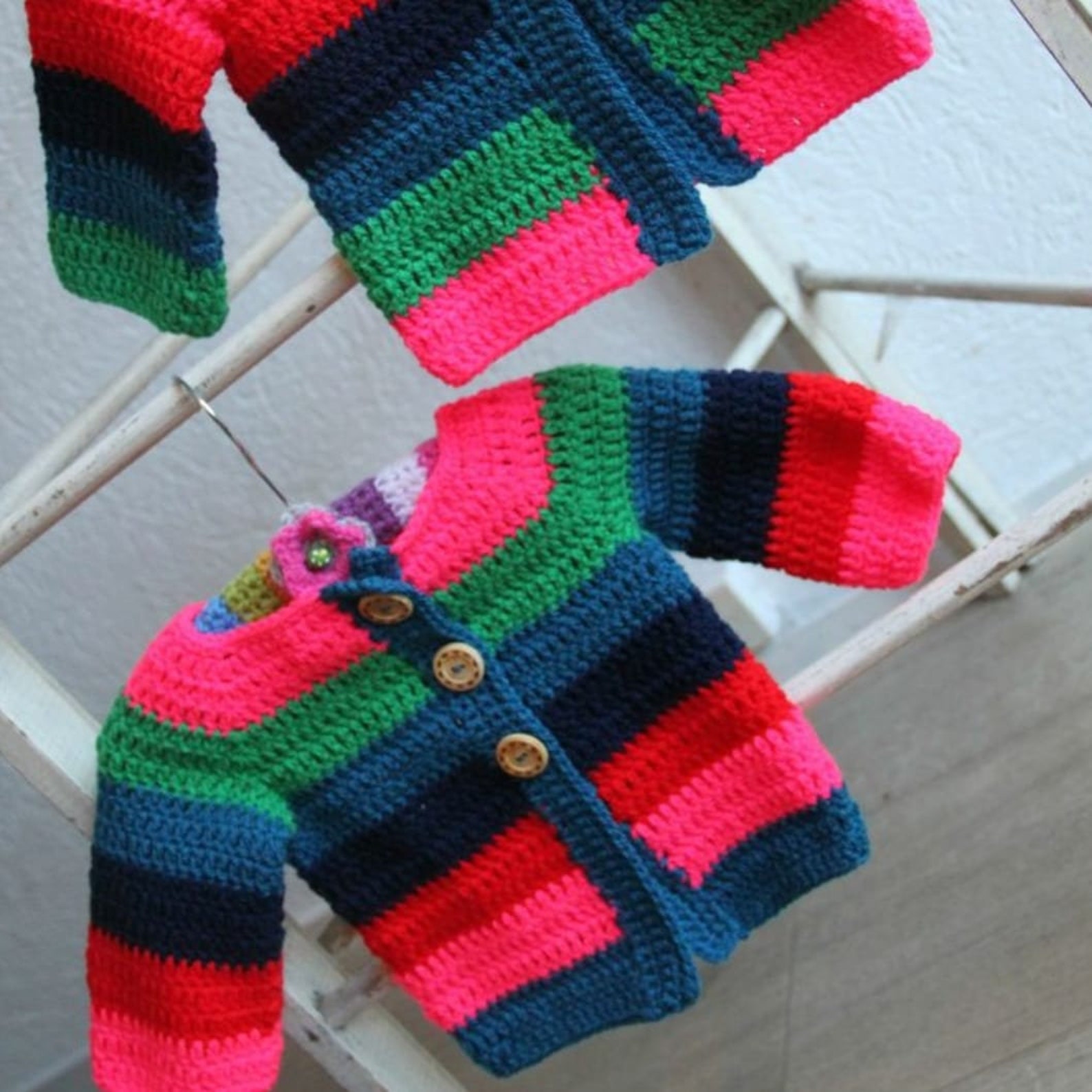 Toddler Girl Lapels Knitted Colorful Sweet Cardigan