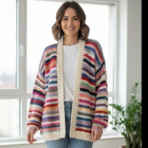 Mohair Cardigan Long Rainbow Cardigan Unique Rainbow Cardigan