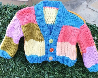 BABY MÄDCHEN CARDIGAN, Baby Strickjacke, handgemachte bunte Patch weiche Wolle häkeln gestrickte Kid Cardigan Pullover, stricken Baby Kleidung