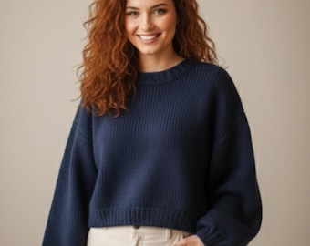 Maglione di lana spesso / Maglieria con maniche a palloncino / Regalo di Natale personalizzato per lei