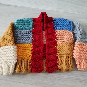 BABY CARDIGAN, COLORFUL Cardigan, Knit Baby Cardigan, Unisex Hand Knit Baby Pullover Soft Cardigan, Warm Cardigan, New Baby Gift