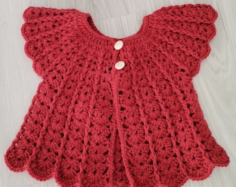 KNIT BABY CARDIGAN, Baby Cardigan, Red Wool Sweater, Handmade Knitted Button Baby Knitwear Warm Cardigan, New Baby Gift