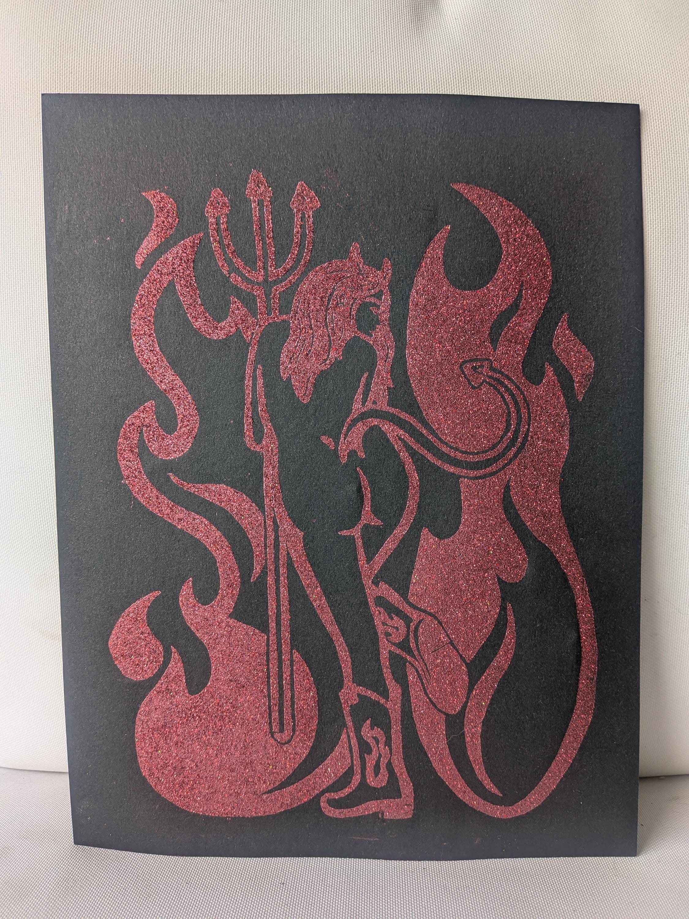 Devil - Linoblock Print - Etsy