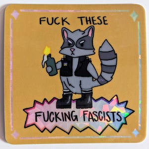 Anti-Fascist Raccoon Sticker