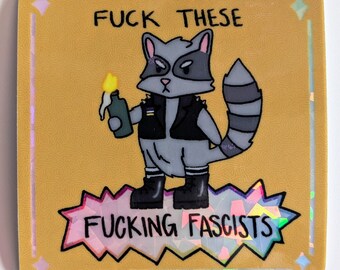 Anti-Fascist Raccoon Sticker