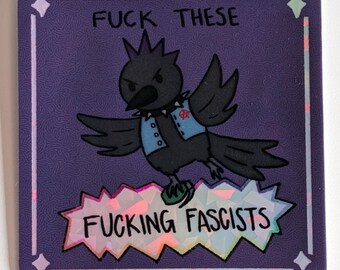 Anti-Fascist Raven Sticker