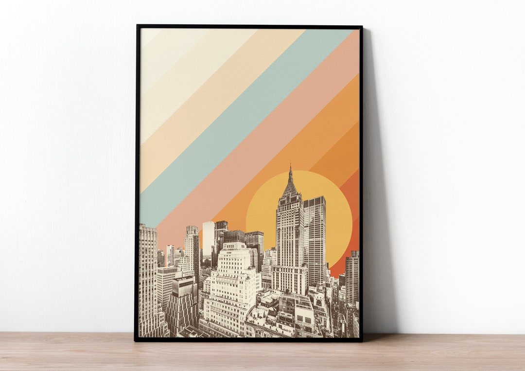 New York City Digital Download Print Wall Art | Rainbow Vintage Poster ...