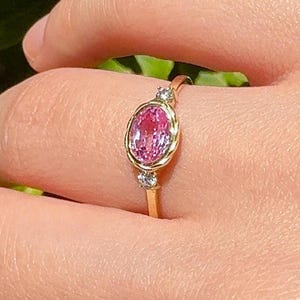 Vintage-Inspired 14k Gold Pink Sapphire Winter Engagement Ring