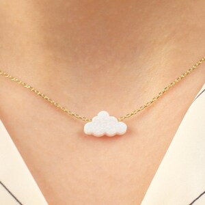 Dainty Cloud Opal Pendant Cloud Cut  Opal Stone 14k Solid Gold Necklace Yellow Gold Chain With Pendant Minimal Gift For Opal Lovers