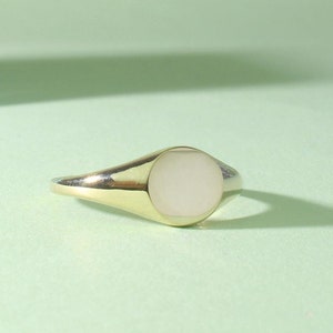 14k Solid Gold Baby Signet Ring: Engravable Minimalist Pinky Ring