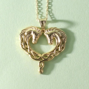 14K Solid Gold Horse Pendant Necklace: Equestrian Jewelry Gift