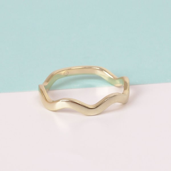 Dainty Gold Wave Ring Sea Wave Shaped 14K Solid Gold Ring Minimal Wave Ring Silver Custom Ring Valentine's Day Gift Mothers Day Gift