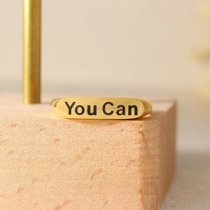 Gravierter 14k / 18k Siegelring aus solidem Gold - Personalisierter Motivations-Schmucksache-Geschenk