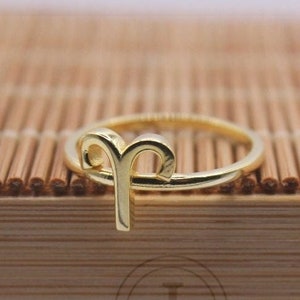 Personalized 10k/14k/18k Gold Zodiac Horoscope Ring - Astrological Birthday Gift for Astrology Lovers