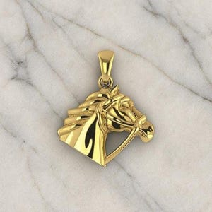 14k Solid Gold Horse Pendant Necklace: Equestrian Jewelry Gift
