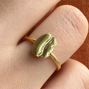 14k Solid Gold Coffee Bean Ring: Dainty Minimalist Band