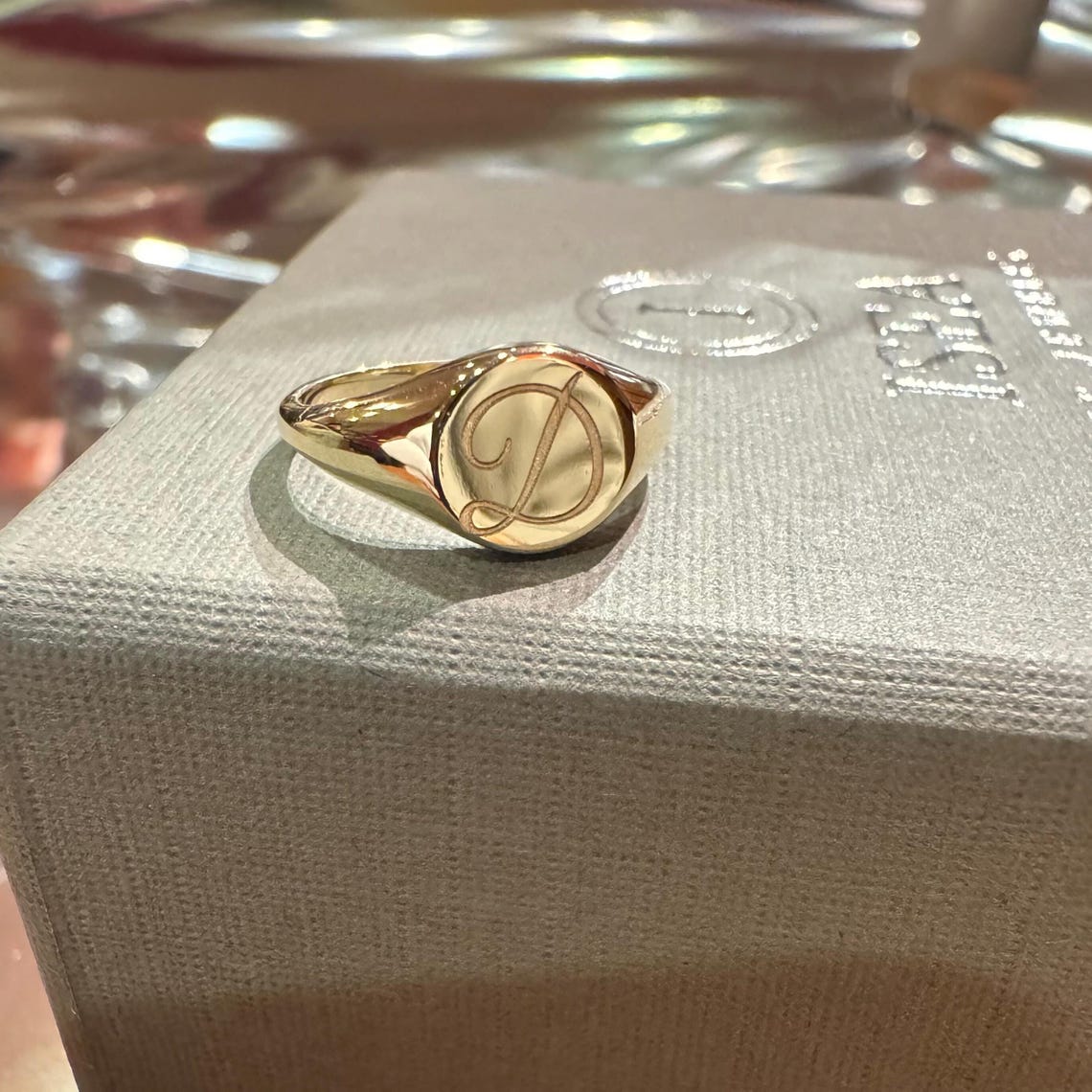 14k Solid Gold Baby Signet Ring: Engravable Minimalist Pinky Ring - Etsy